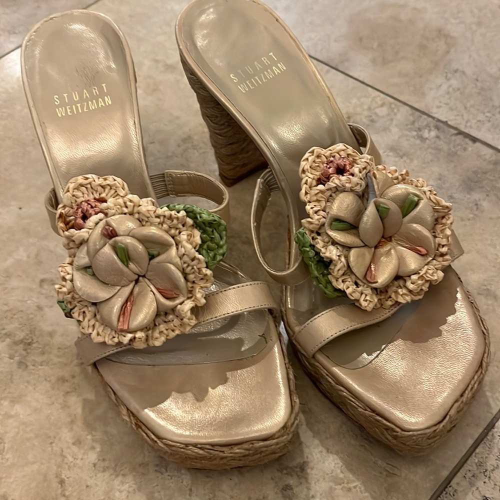 Stuart Weitzman Madhatter style heels/sandals size 5.5, worn once!